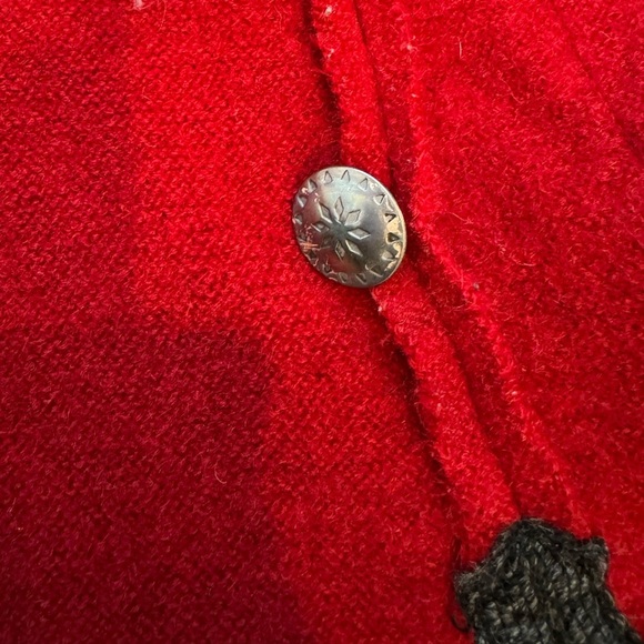 Vintage L.L. Bean Women's Red Boiled Wool Button Front Blanket Coat *Flawed* - Picture 3 of 12